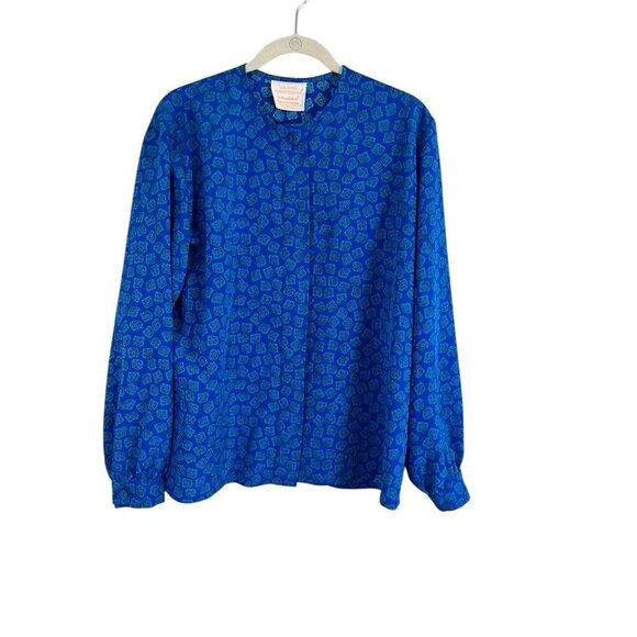 Pendleton Shirt Women 18 Blue Country Western Artsy Neutral Geometric Vintage - Picture 1 of 13